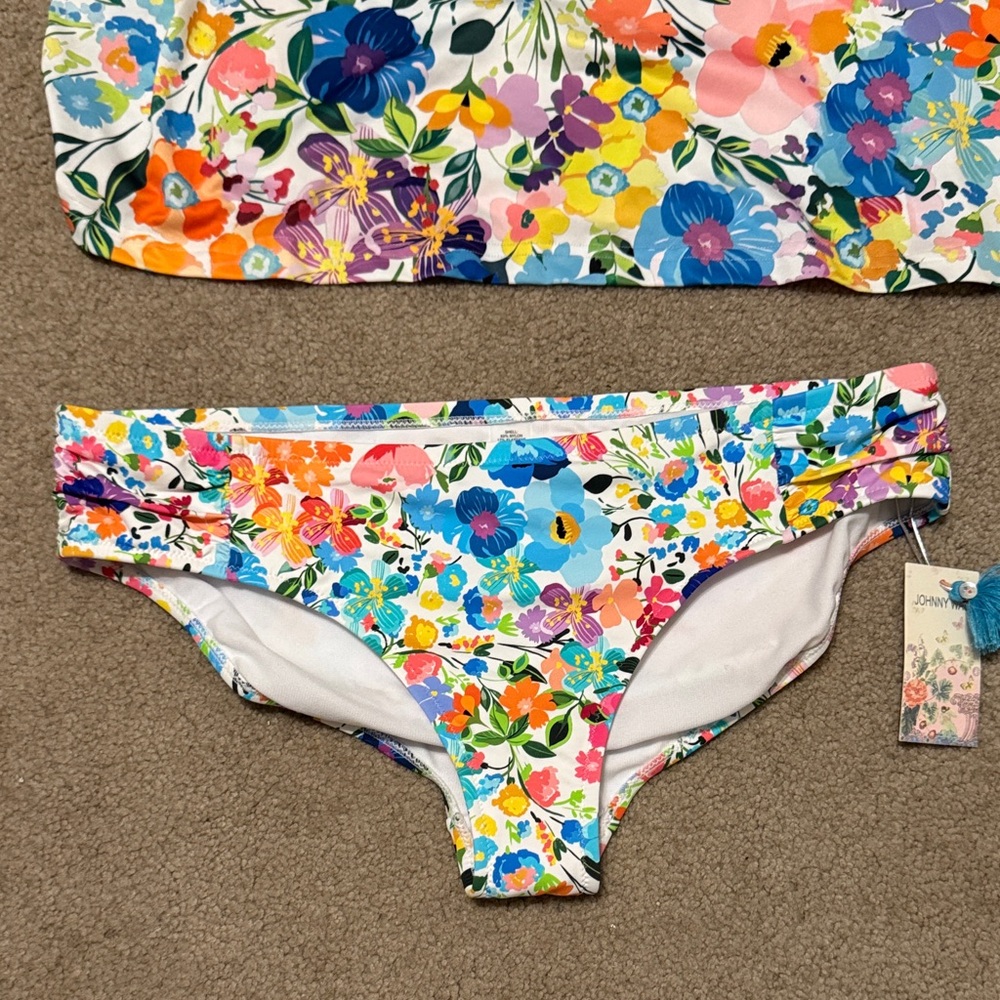 Johnny Was 1x Floral Bikini Bottoms - Multicolor Garden Print with slip coverup
